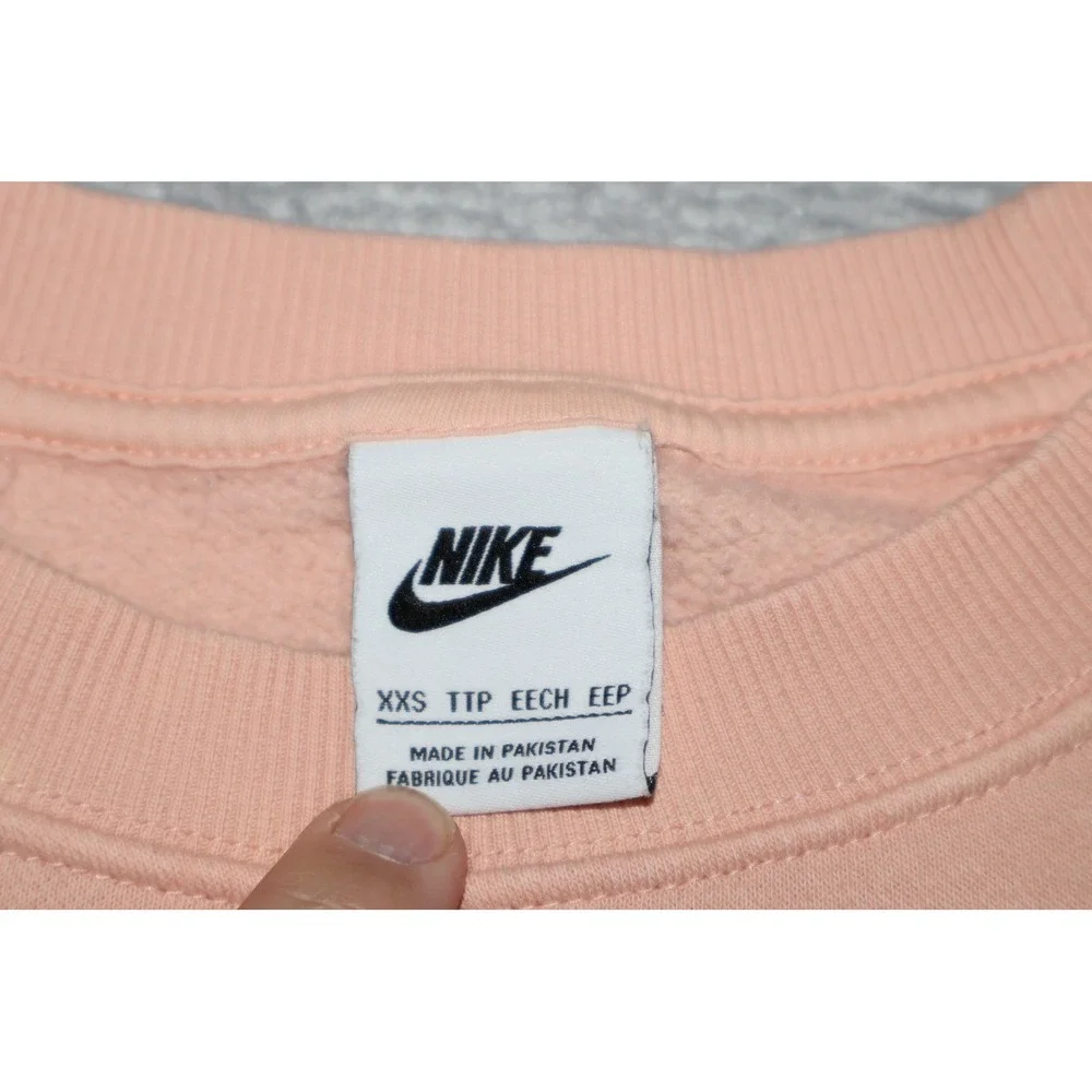 Nike Crewneck Sweatshirt Women XXS Peach Pink Oversized Mini Swoosh **